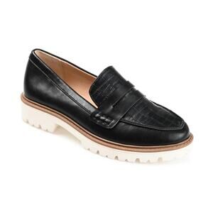 Journee Collection Women's Kenly Lug Sole Loafers - Black Croco
